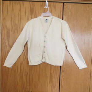 COLUMBIA WOMEN'S SIZE L SWEATER IVORY V-NECK COTTON CARDIGAN 90'S OVERSIZED